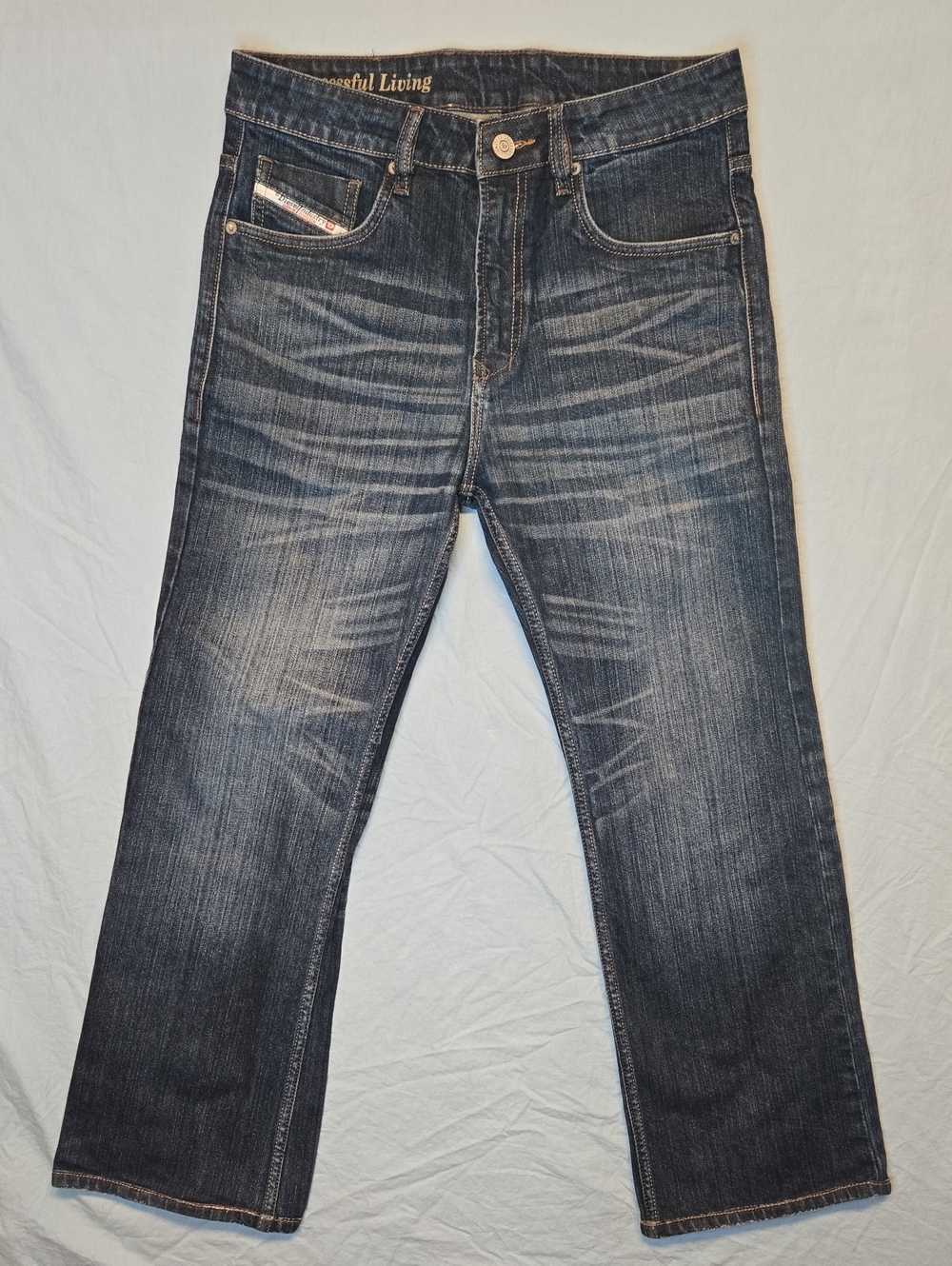 Diesel Made In Italy Washed Blue Wide Leg Baggy Fit Jeans Vintage Y2K